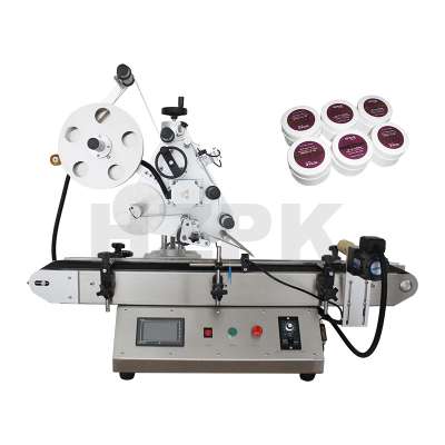 HZPK china table top automatic paper box plastic flat square pet bottle labeling adhesive sticker printing machine